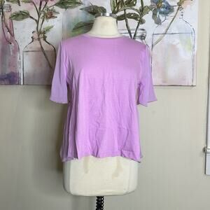 ZARA purple top size medium lavender ruffle back short sleeve shirt
